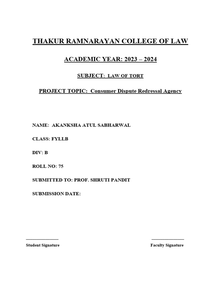 Consumer Dispute Redressal Agency Pdf