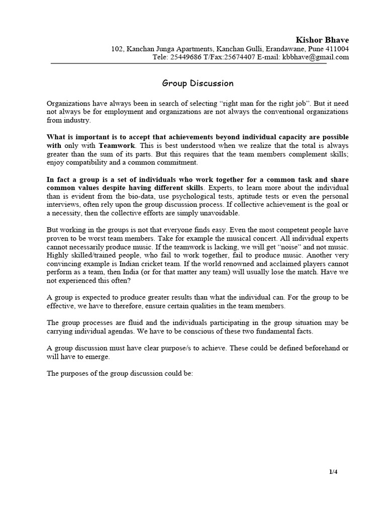 Group Discussion | PDF | Knowledge | Experience