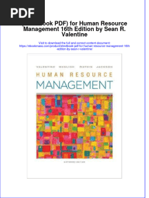 EBook Etextbook PDF For Human Resource Management 16Th Edition by Sean R Valentine PDF Docx Kindle Full Chapter