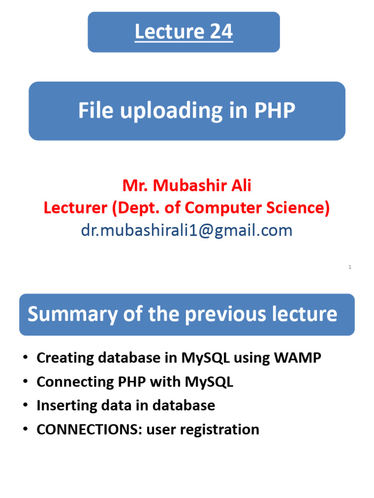 Lect 24 File Uploading in PHP | PDF | Computer File | Filename