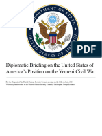 Diplomatic Briefing On The United States of America's Position On The Yemeni Civil War