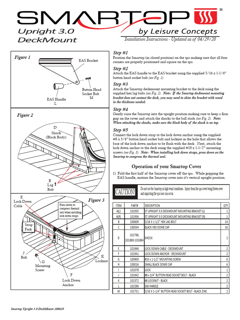 Smartop Upright 3.0 DeckMount Guide | PDF | Screw | Manufactured Goods
