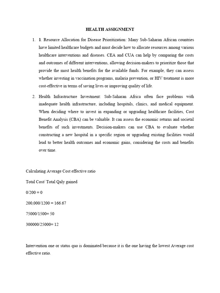 HEALTH ASSIGNMENT Second Sem | PDF | Health Care | Cost Effectiveness ...