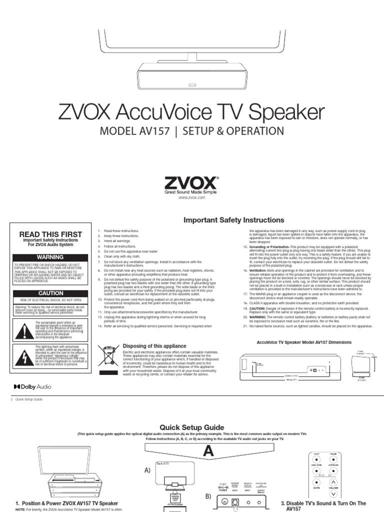 AV157 Manual | PDF | Amazon Echo | Loudspeaker