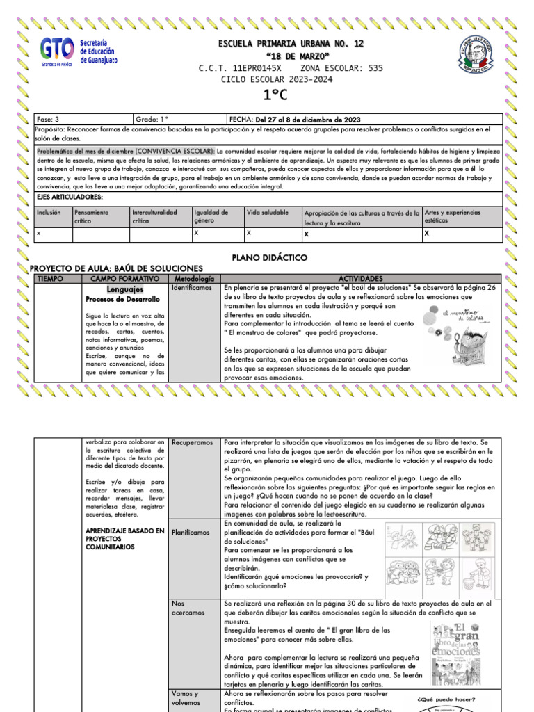 Actividades para la Convivencia Escolar | PDF | Salón de clases ...