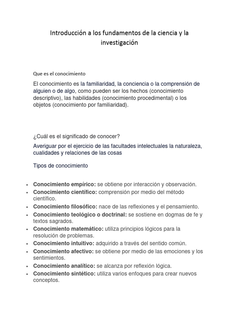 Introducción A Los Fundamentos de La Ciencia y La Investigación | PDF