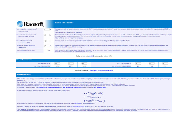 Raosoft Calculator Definition