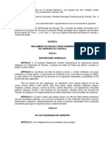 Reglamento de Policia y Buen Gobierno Del Municipio de Tlaxc