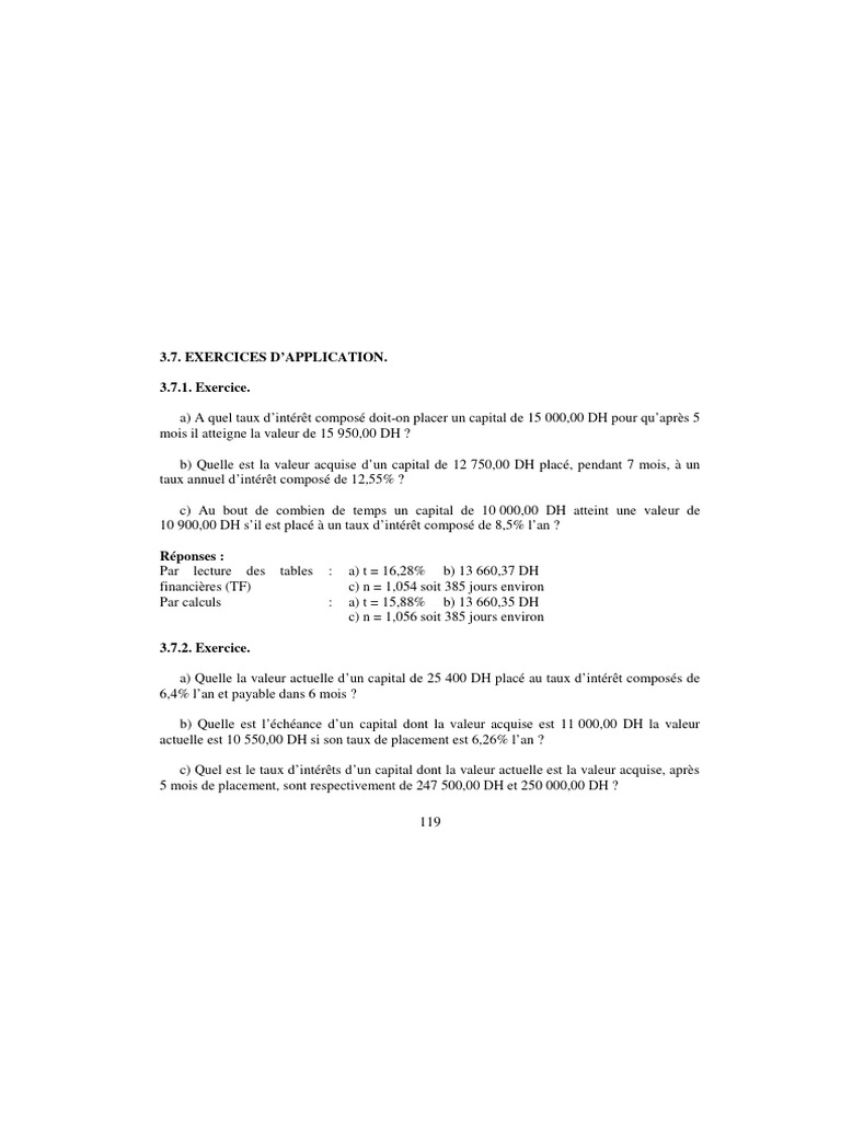 Exercices Math - Fin. | PDF