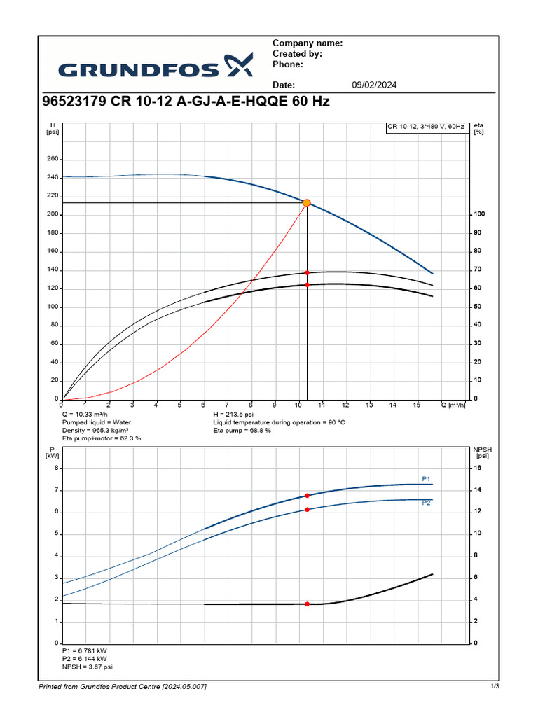 Grundfos CR 10-12 Pump Specs | PDF | Pump | Electric Motor