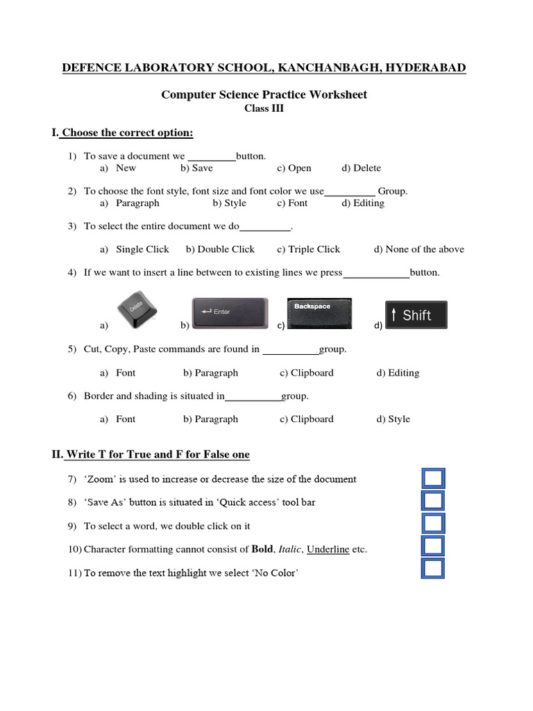 Worksheet Class III | PDF | Double Click | System Software