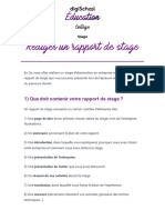 Rédiger Un Rapport de Stage: Collège