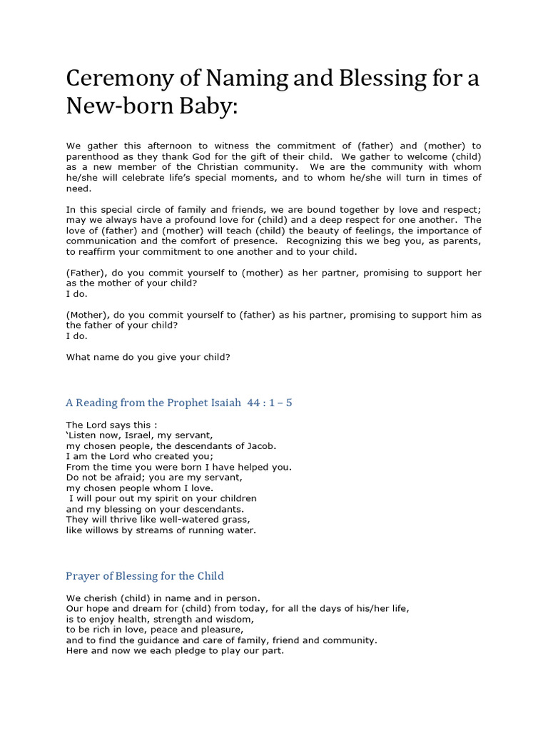 Ceremony Naming Child | PDF | Love | Godparent