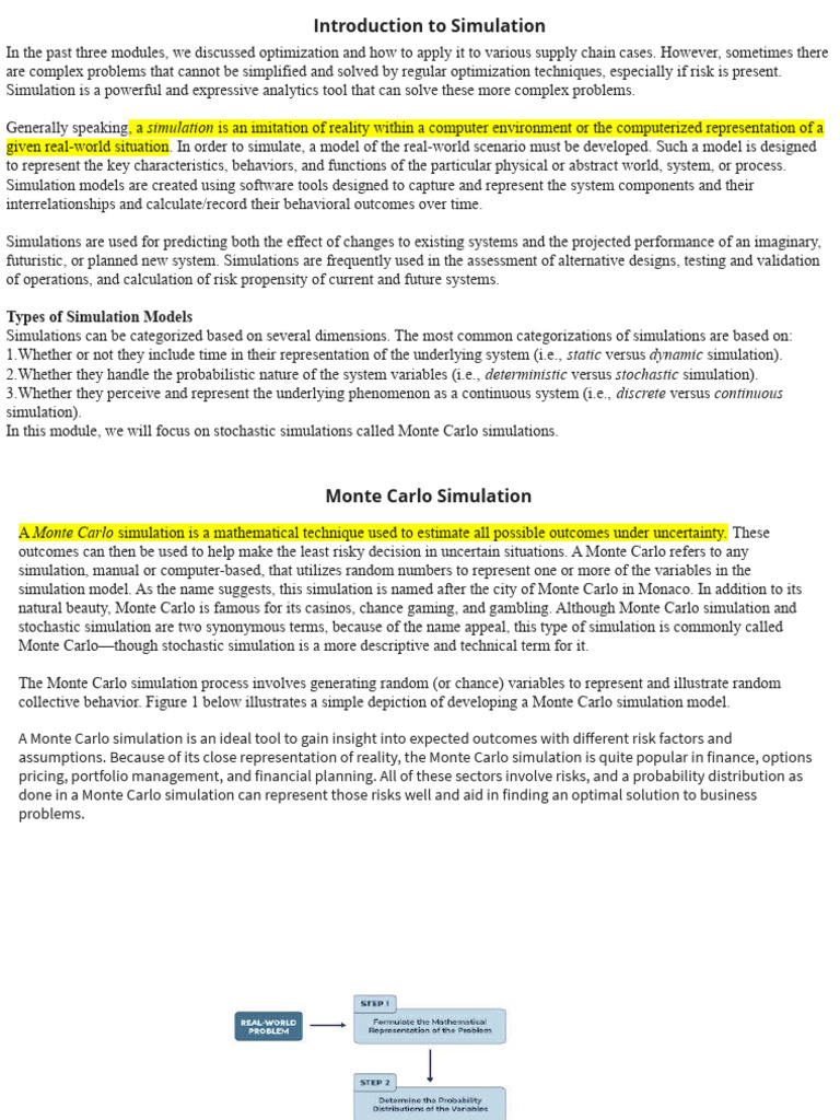 Monte Carlo Simulation in Supply Chain | PDF | Simulation | Monte Carlo ...