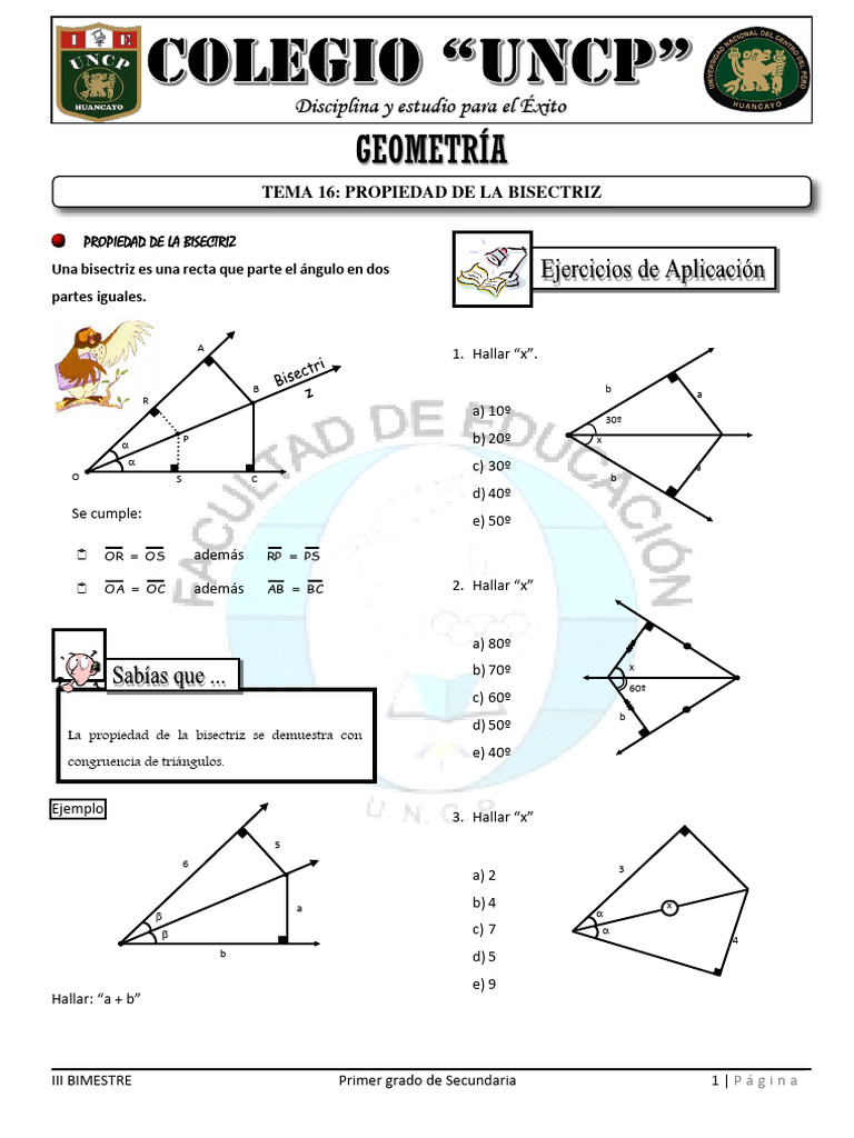Propiedad de la Bisectriz en Geometría | PDF