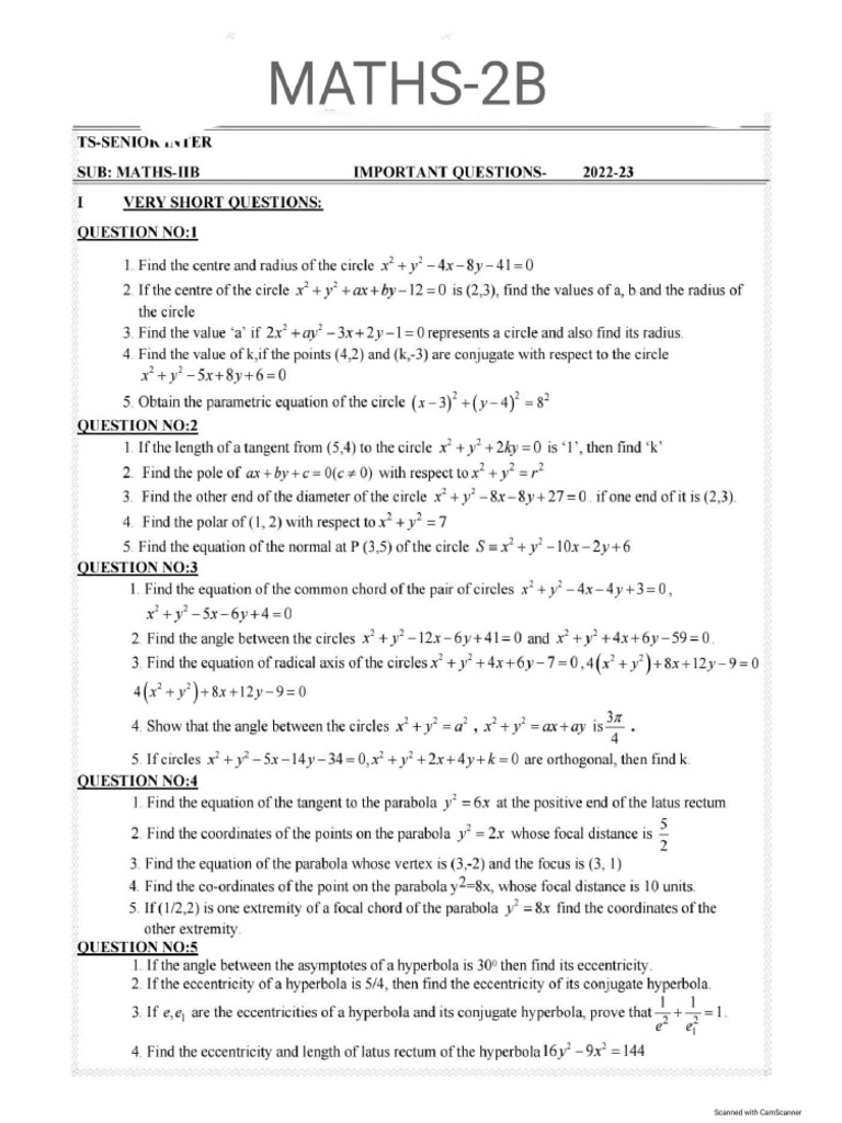 Maths 2B | PDF