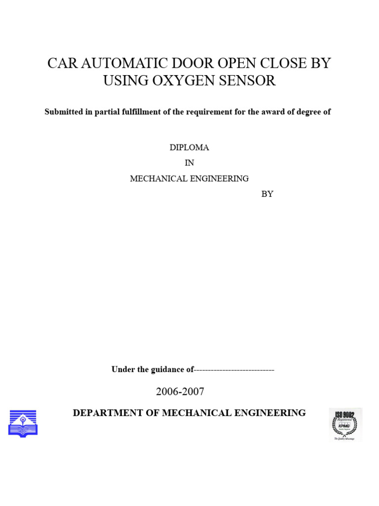 Car Door Automation via Oxygen Sensor | PDF | Electronic Circuits ...
