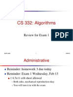 CS 332: Algorithms: Review For Exam 1