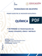 Investigación Del Enlace Covalente, Iónico y Metálico