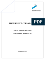 Firstservice Corporation: Annual Information Form For The Year Ended December 31, 2022