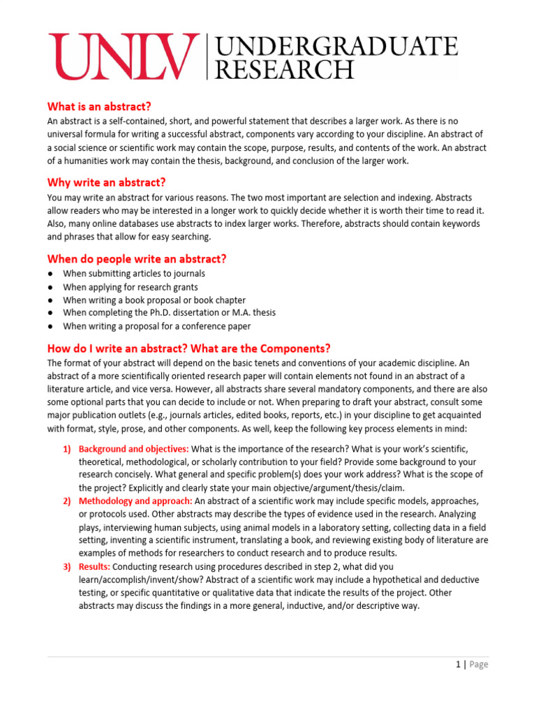 OUR Abstract Guidelines | PDF | Methodology | Abstract (Summary)