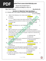 Answer Key Sample Paper 1 AI Class 10 Tutorialaicsip