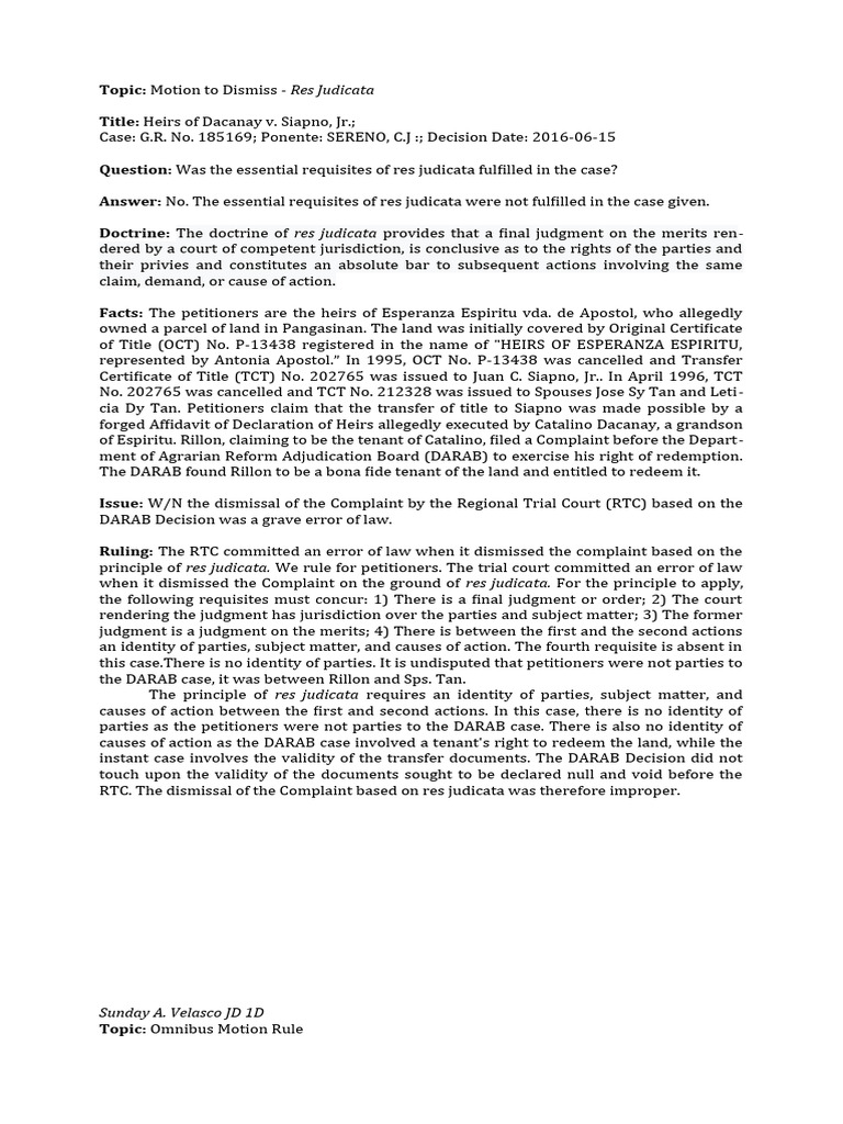 Civil procedure 1 res judicata download free pdf complaint res