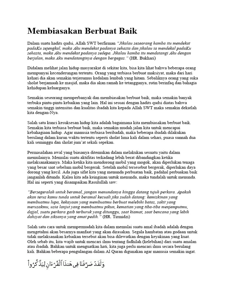 Kultum Membiasakan Berbuat Baik Pdf Pengembangan Diri Agama