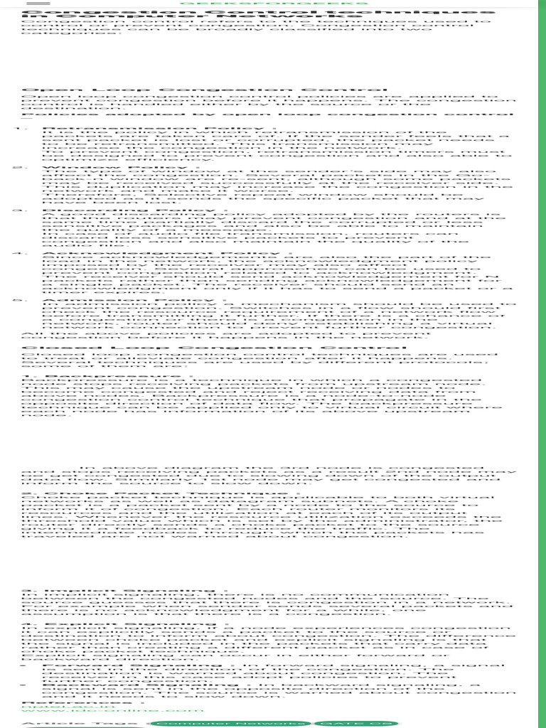 Congestion Control Techniques in Computer Network | PDF | Network ...