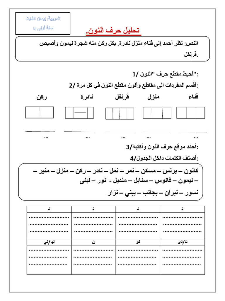 تحليل حرف النون | PDF