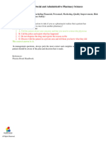 1-Behavioural, Social and Administrative Pharmacy Practice (Pharmacy Management) Answers