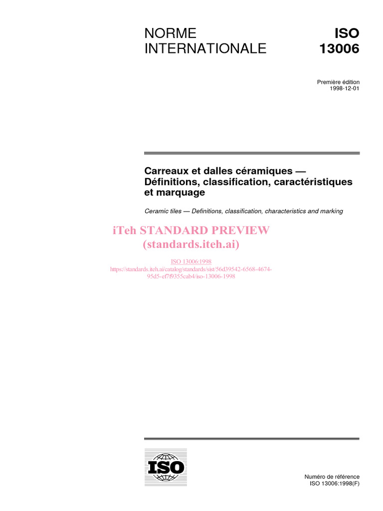 Norme ISO 13006 sur les carreaux céramiques | PDF | Organisation ...