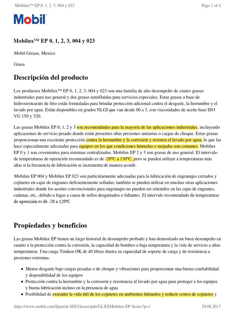 Mobilux EP 0, 1, 2, 3, 004, 023 - PDS | PDF