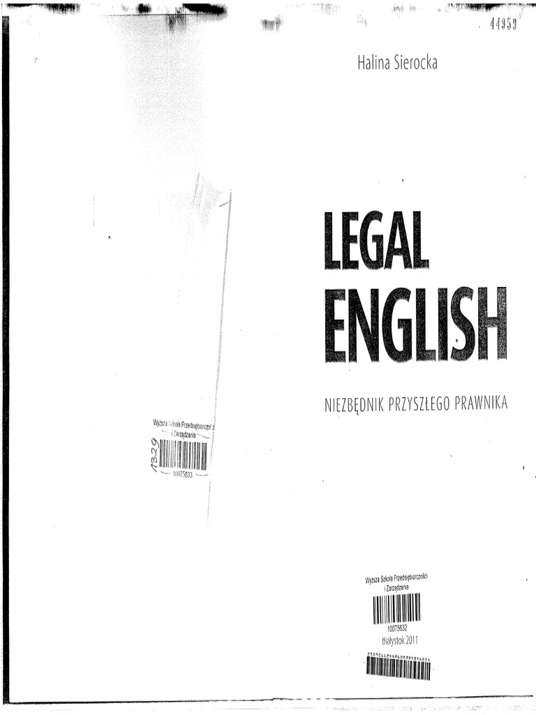Halina Sierocka Legal English Podr cznik PDF