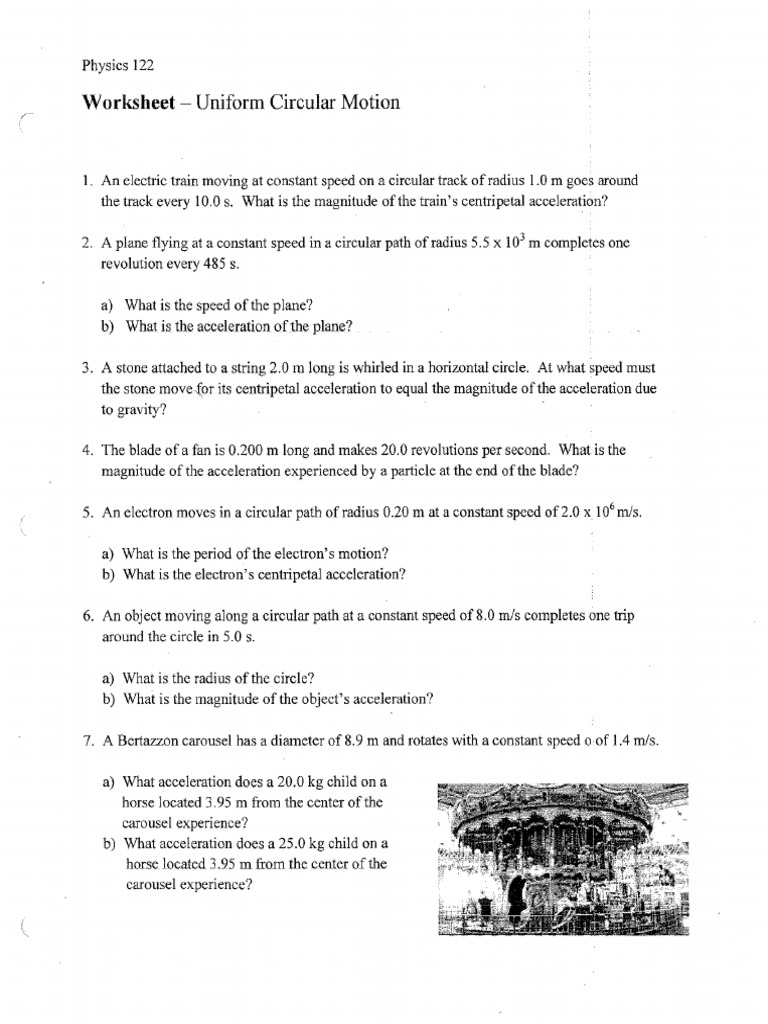 Worksheet - Uniform Circular Motion Answer Key | PDF