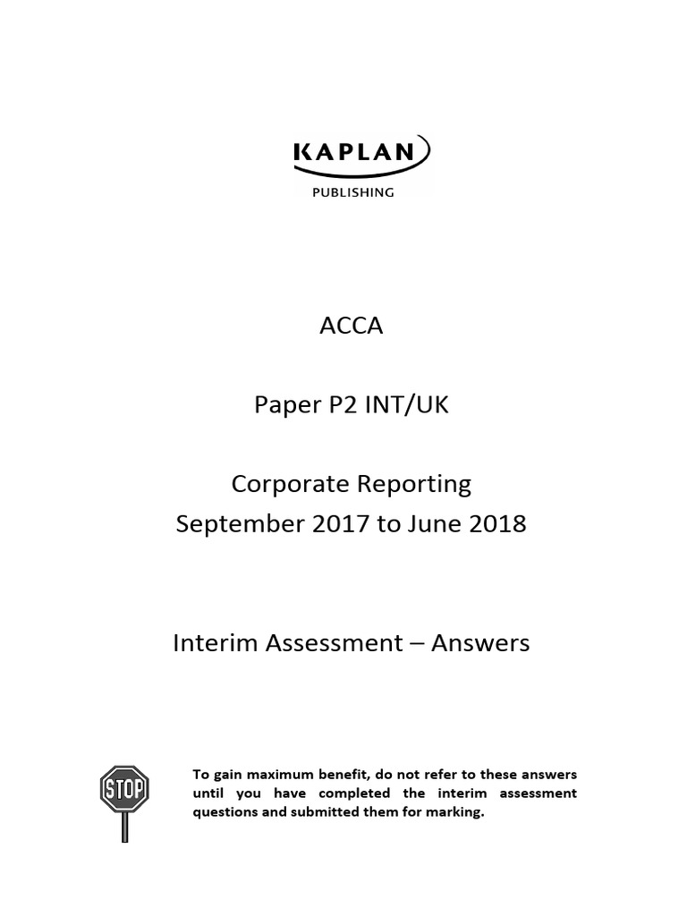 Acca Paper P2 INT/UK Corporate Reporting September 2017 To June 2018 | PDF