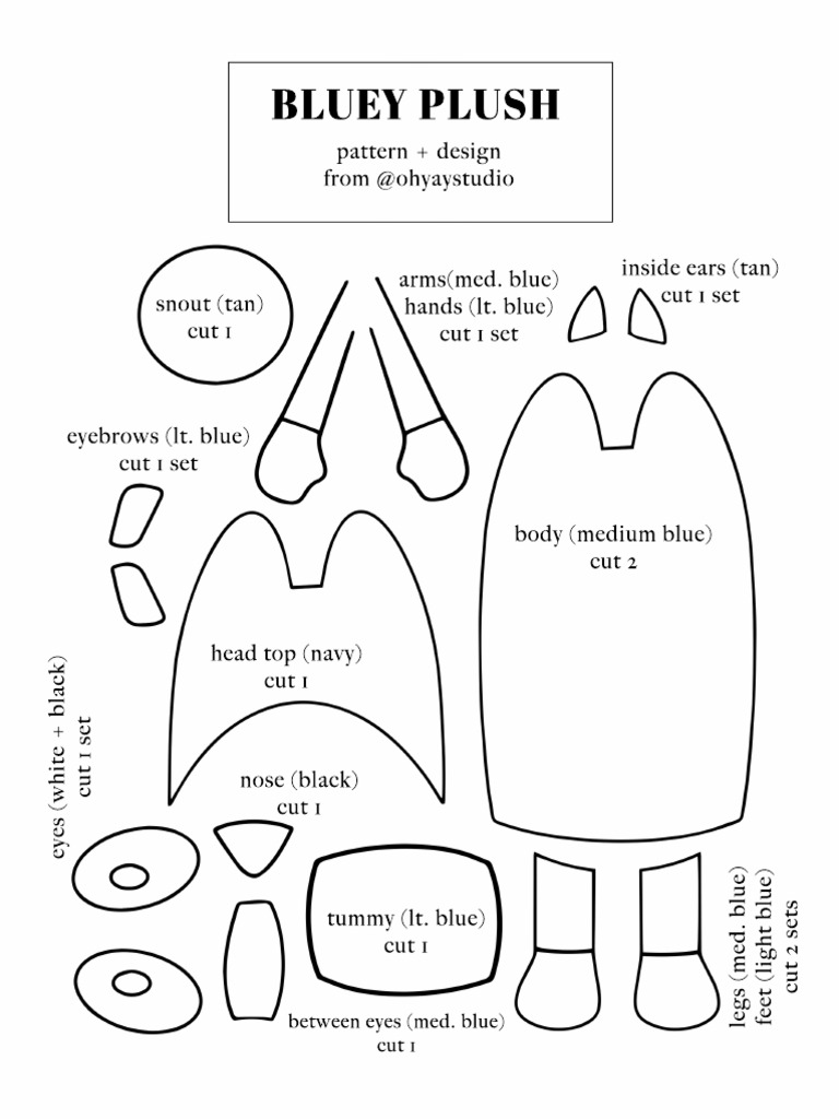Bluey Plush Sewing Pattern Guide | PDF