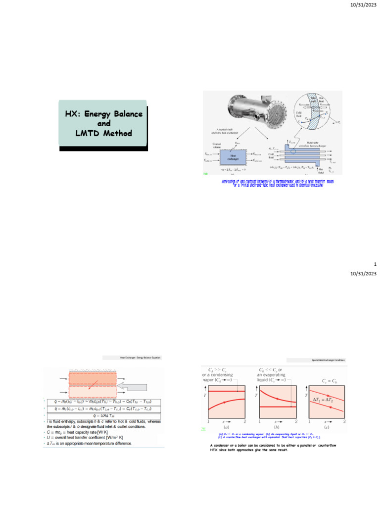 Energy Balance & LMTD PDF Heat Heat Exchanger