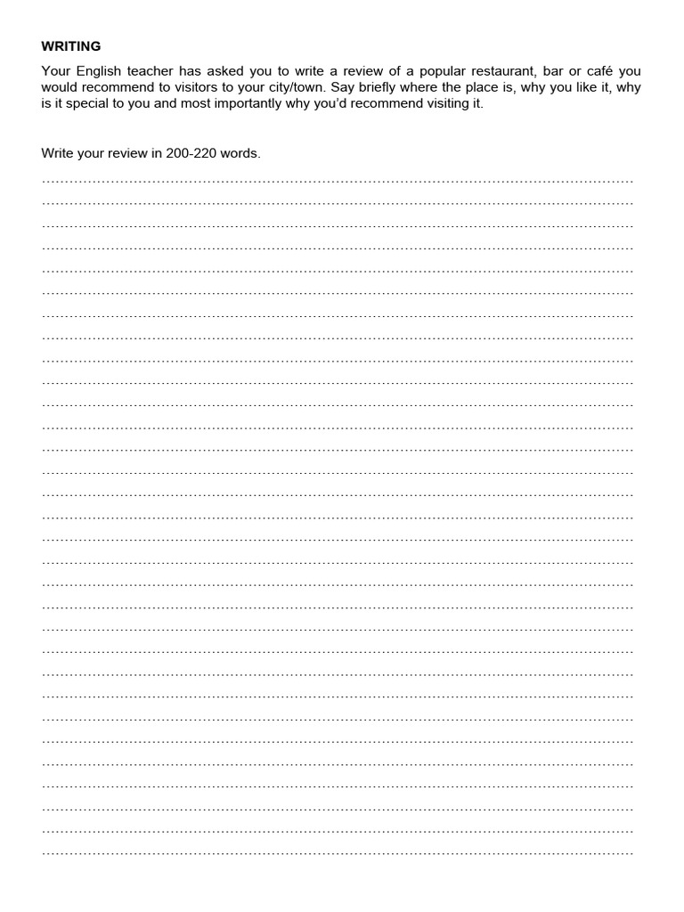 Write a Restaurant Review Guide | PDF