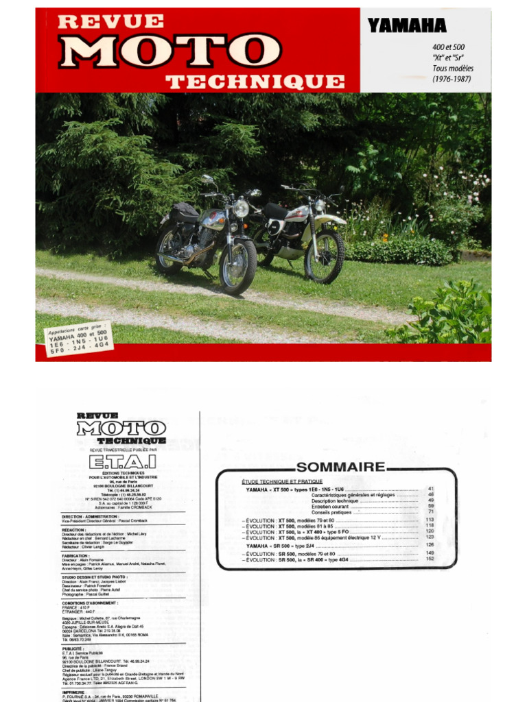 Yamaha 500 Xt Fiche Technique