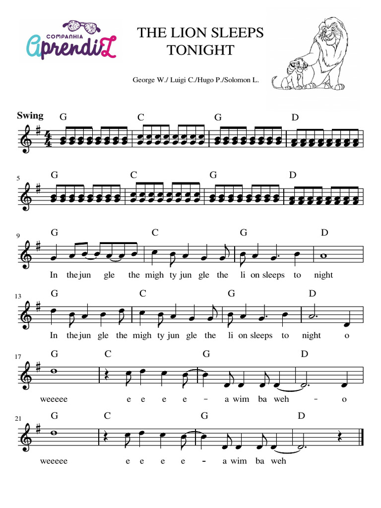 The Lion Sleeps Tonight PDF