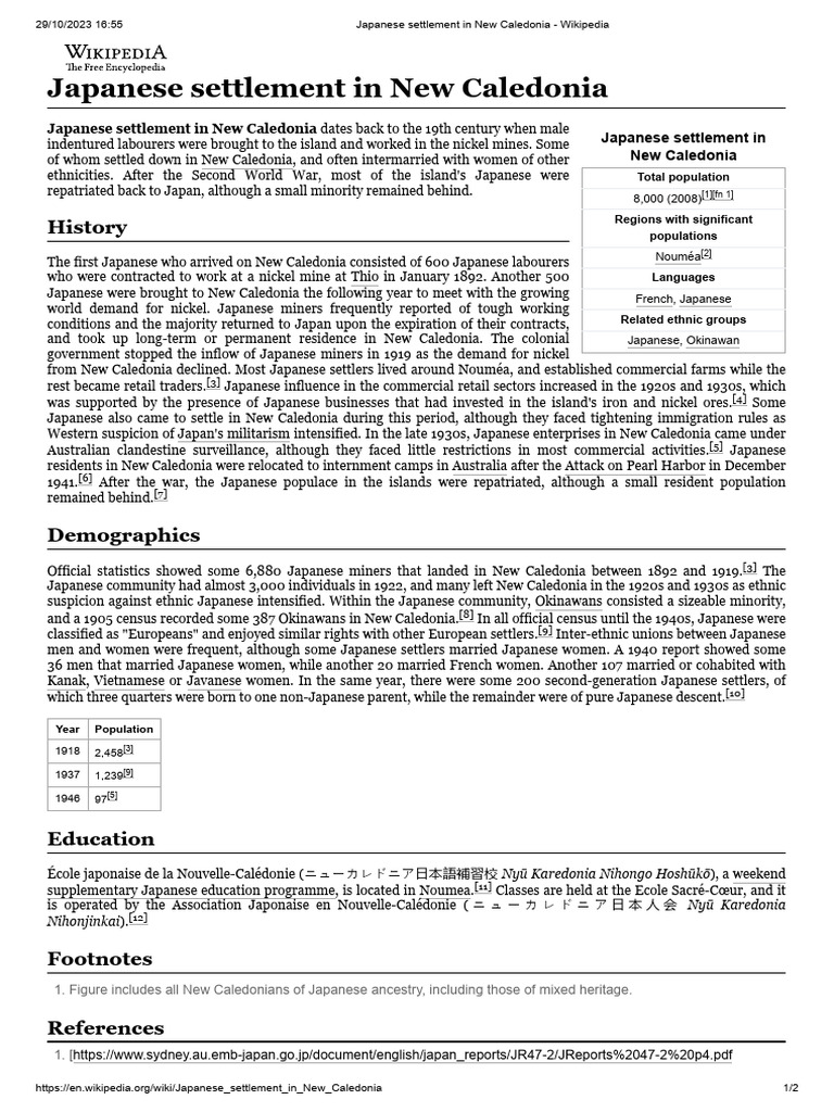Japanese Settlement in New Caledonia Wikipedia PDF