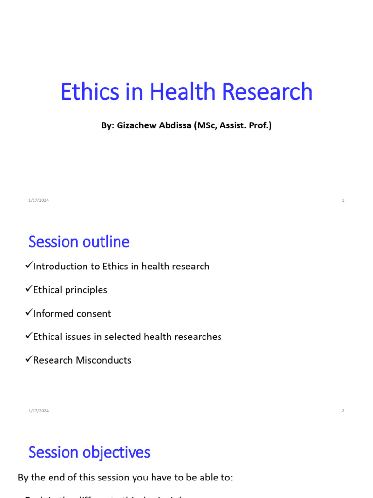 Ethics in Health Research Overview | PDF | Informed Consent | Consent