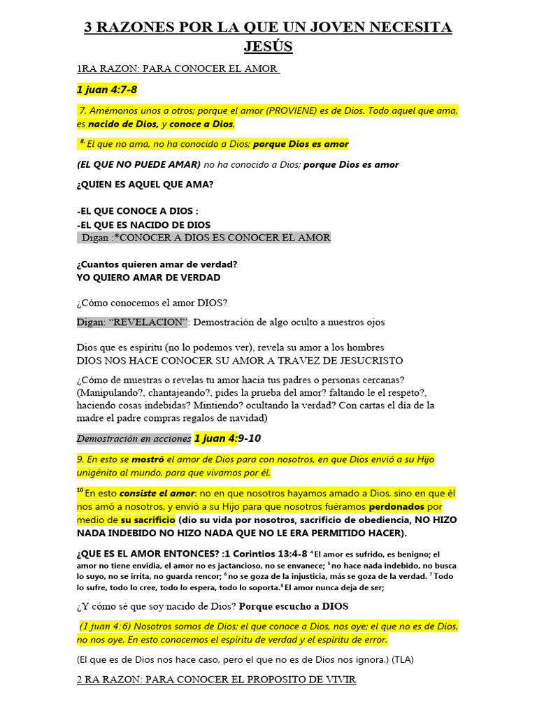 Razones para que un joven ame a Dios | PDF | Amor | Vida eterna ...