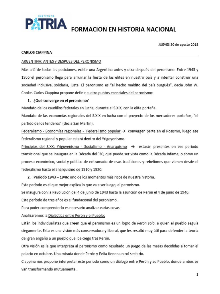 Historia del Peronismo en Argentina | PDF