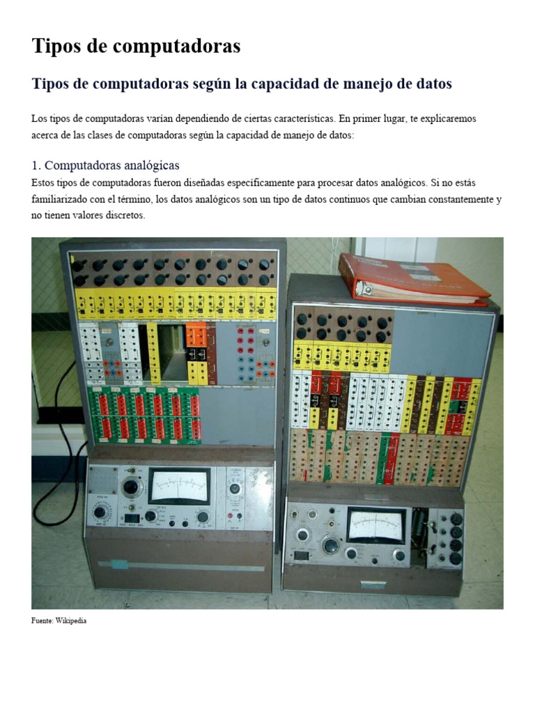 Tipos de computadoras analógicas y más | PDF | Tableta | Smartphone