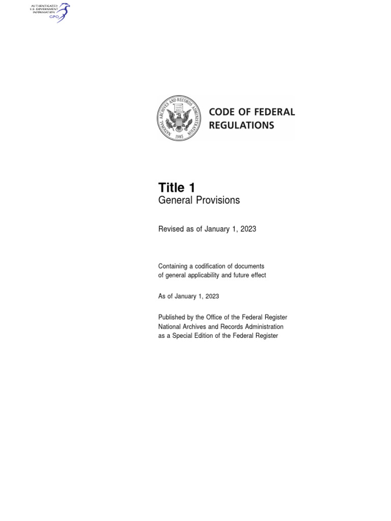Cfr 2023 title1 vol1 pdf code of federal regulations united