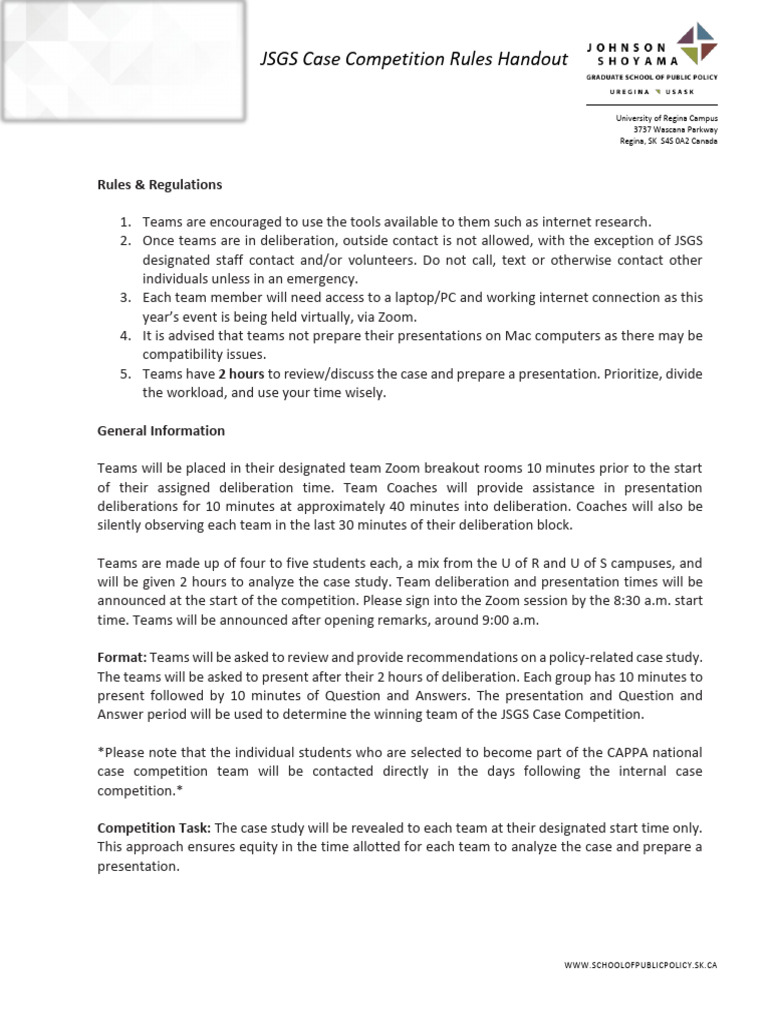 JSGS Case Competition Guidelines | PDF | Microsoft Power Point