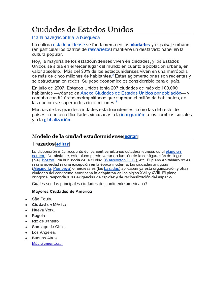 Ciudades de Estados Unidos | PDF | caribe | Américas