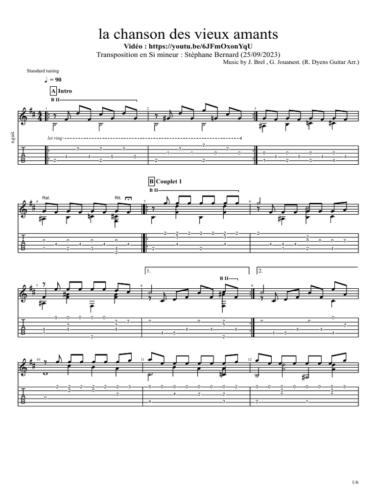 La Chanson Des Vieux Amants Partition PDF
